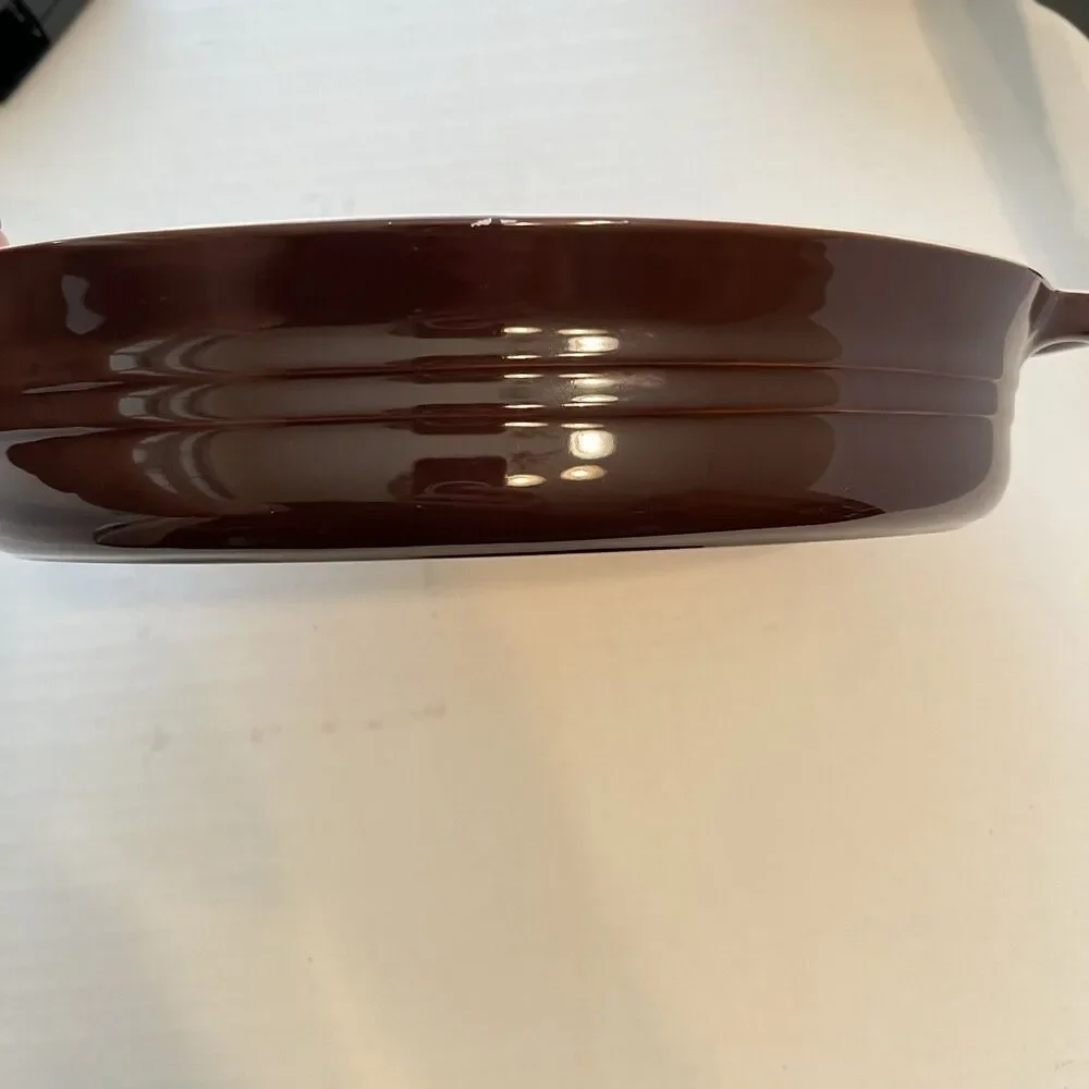 Le Creuset Poterie Oval 11” Espresso Looks Unused Enamel Stoneware Baker 28 cm